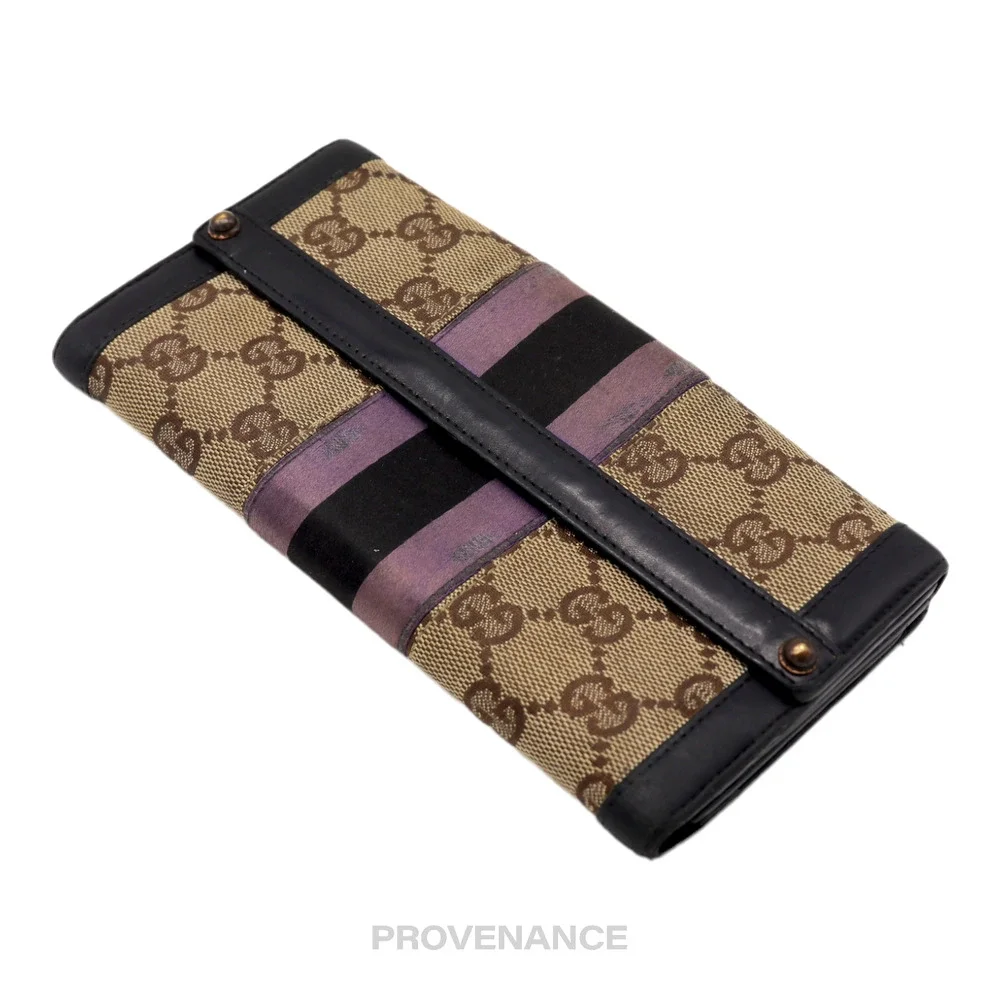 🔴 Gucci Long Wallet - GG Canvas Stripe - Picture 4 of 8